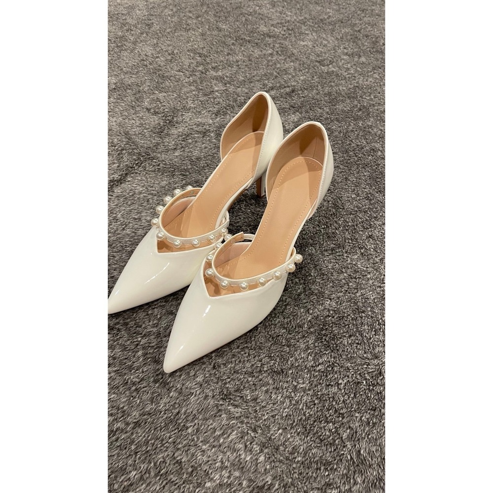 Heels Size 10 Women's Wedding Bridal pearl white high heels NIB size 10 formal - Picture 7 of 12